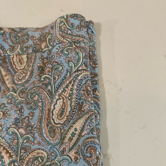Talbots Paisley Chatham Straight Leg Pants Women’s 8P Blue Brown Funky Retro 70s - Picture 8 of 9